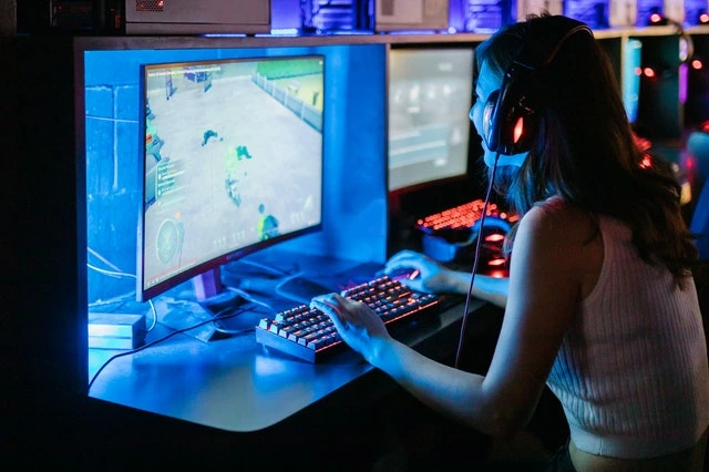 Female playing computer games